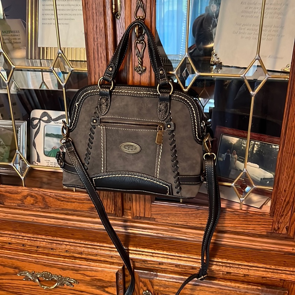 Grey with black trim purse